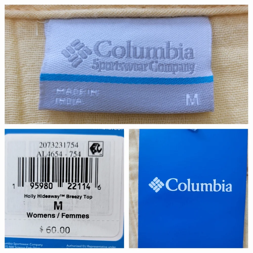 COLUMBIA Women's Holly Hideaway Breezy Short Sleeve Top - Size M - Yellow (NWT) - Picture 12 of 13